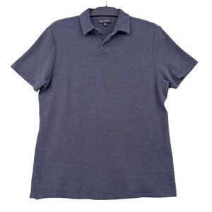 Banana Republic Men's Black Greyb Striped Textured Knit Polo Shirt Size L